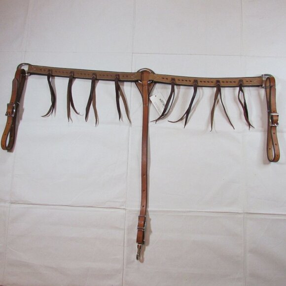 Wildfire Saddlery Golden Rough Out Buckstitch Latigo String Breastcollar BC125BR - Picture 1 of 2